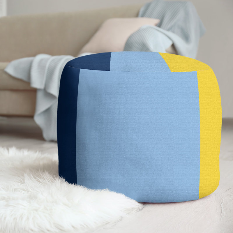 repose-pieds rond 20,5", Bleu marine / bleu pâle / jaune