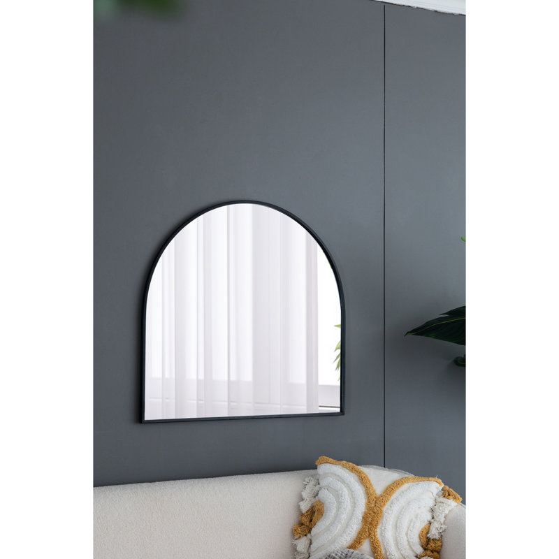 Miroir arqué 33 po x 31 po avec cadre en fer massif, pour salle de bain, chambre à coucher, vestibule