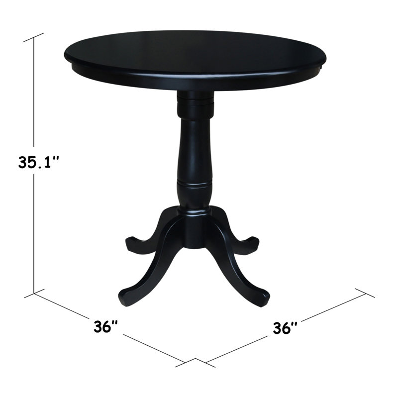 Table de salle à manger en bois massif Mosteller, Noir, noir, noir, noir, H 36 po x l 36 po x P 36 po