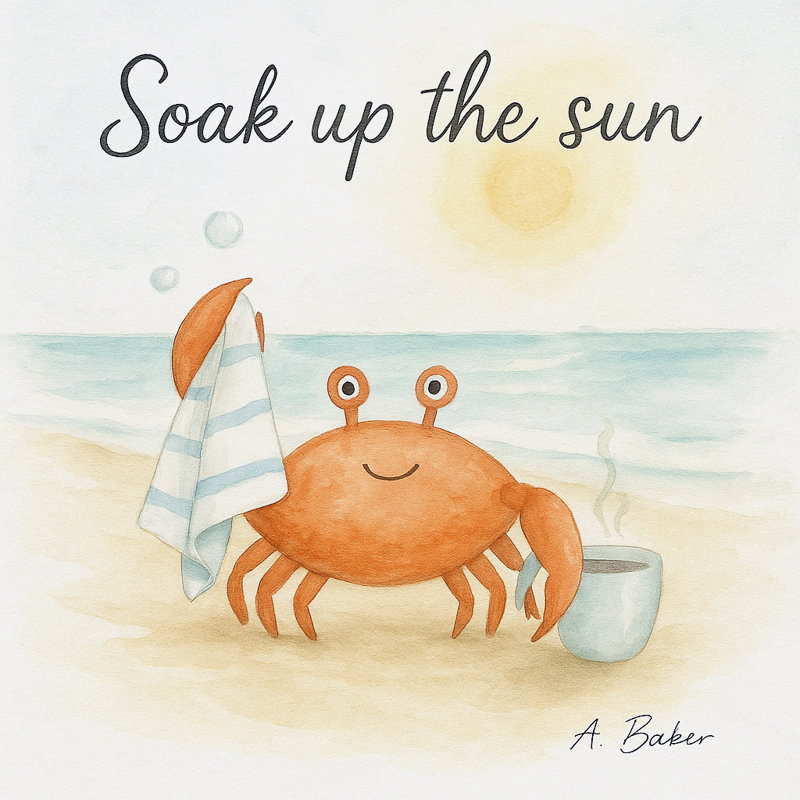 «Soak Up the Sun», art mural sur toile crabe