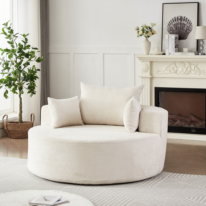 Coussin moelleux en chenille de 55 pouces (140 cm), installation facile, pour salon, garnissage en mousse, chenille simple, aucun assemblage requis, design confortable.