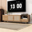 Modern TV Stand with Rattan Doors, Cabinets, Open Shelving and Drawers