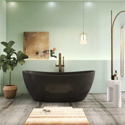 65'' x 33'' Freestanding Soaking Solid Surface Bathtub