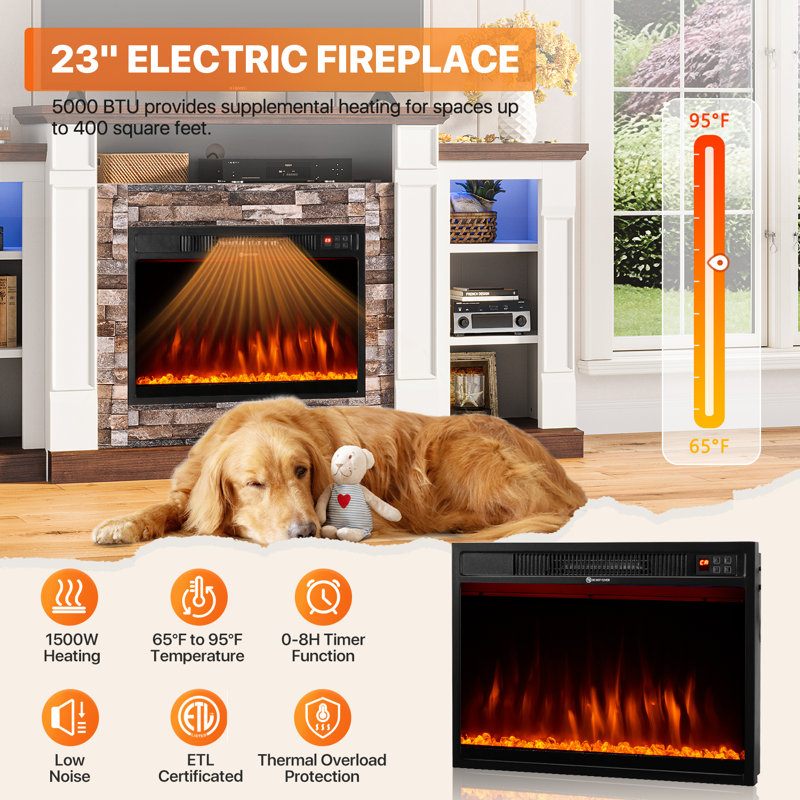 70" W Farmhouse TV Stand with Electric Fireplace & Storage, Holds TVs up to 80", Heater Included for Living Room/Bedroom