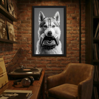Animals Husky Holding Game Controller In Mouth