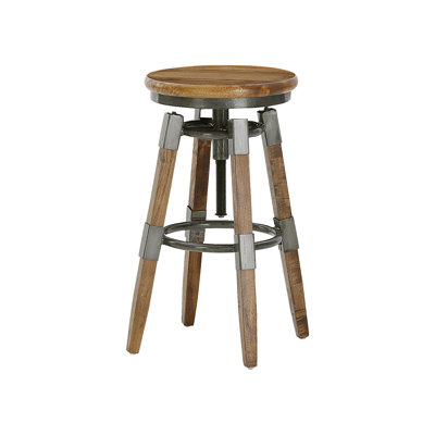 Yessenia Swivel Mango Solid Wood Adjustable Height Bar Stool with Steel Frame
