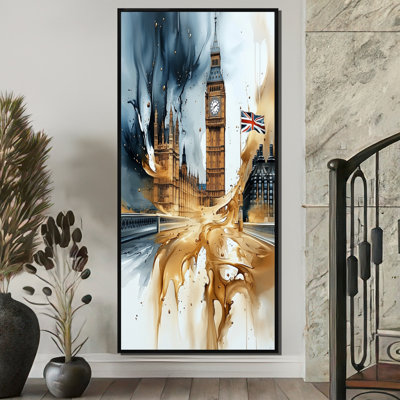 Art sur toile Monetta London Big Ben Glow On Gold I