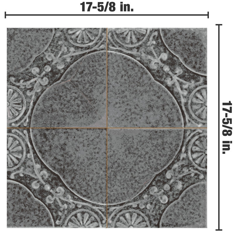 Kings Jaipur 17-5/8 In. X 17-5/8 In. Ceramic Floor And Wall Tile, Black
