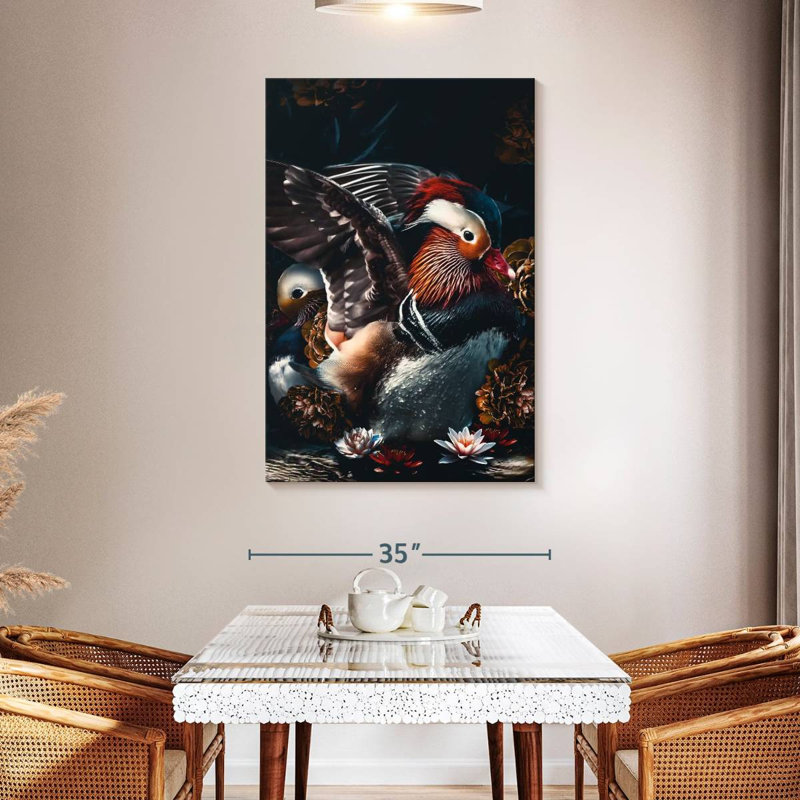 Dark Mandarin Ducks, 48" H x 32" W