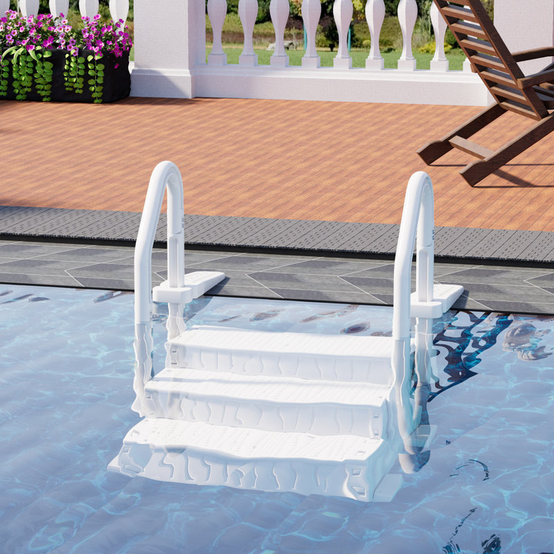 Échelle de piscine à 3 marches EROMMY avec rampes doubles, capacité de 400 lb pour les marches de piscine antidérapante de 36 "à 50" hors-terre et creusées, construction durable en PE avec installation par encliquetage