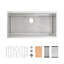 Évier de cuisine en acier inoxydable, bol simple 36 po x 19 po, lavabo encastré à la main brossé, avec planche à découper, passoire, grille