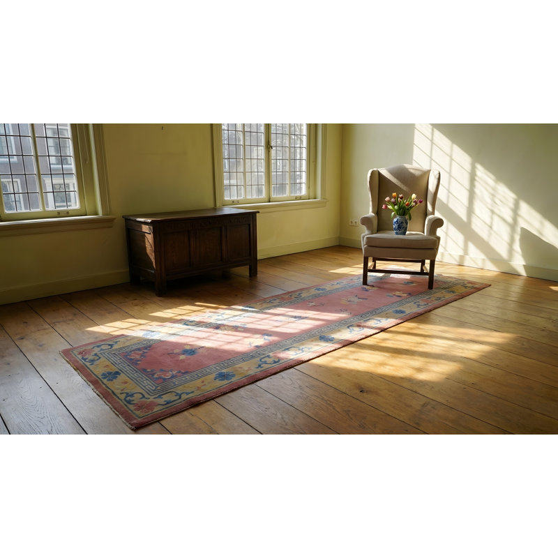 Antique Peking Hallway Runner Wool Pink Rug