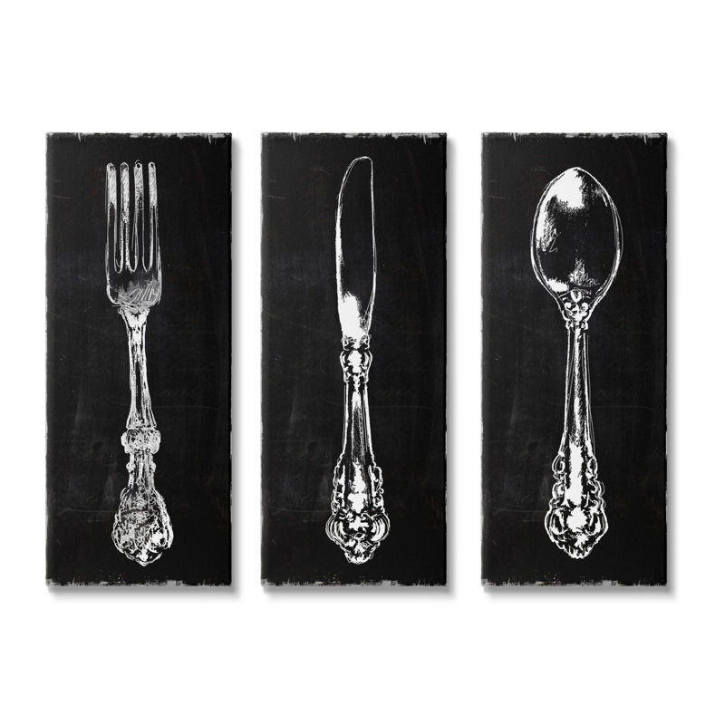 Cuillère fourchette à ustensiles de cuisine Vintage Silverware Cutlery par Carol Robinson - 3 pièces