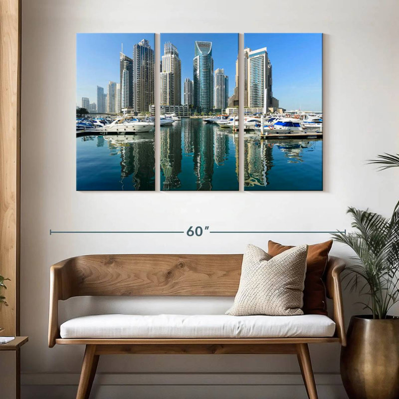 Boats At Dubai Marina, 32" H x 50" W
