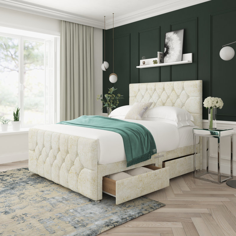 Divan Bed Base, Small Double (4'), Cream, 4 Drawers