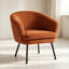 Fauteuil demi-tonneau gris en velours côtelé avec pieds en métal noir, fauteuil d'appoint capitonné Modern Channel avec rembourrage en mousse dense, fauteuil simple confortable pour le bureau de la chambre à coucher du salon-1895059294