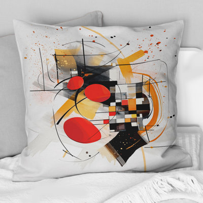 Red and Black Abstract Symphony III - Coussin décoratif à imprimé abstrait