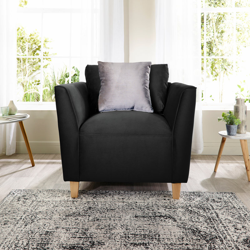 Audington Velvet Armchair, Black