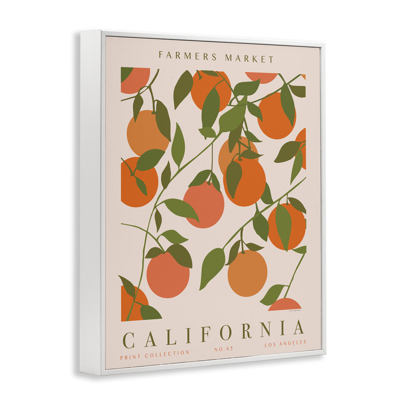 «California Farmers Market» par Kamdon Kreations, Estampe numérique encadrée blanc bord de mer, H 30 po x l 24 po