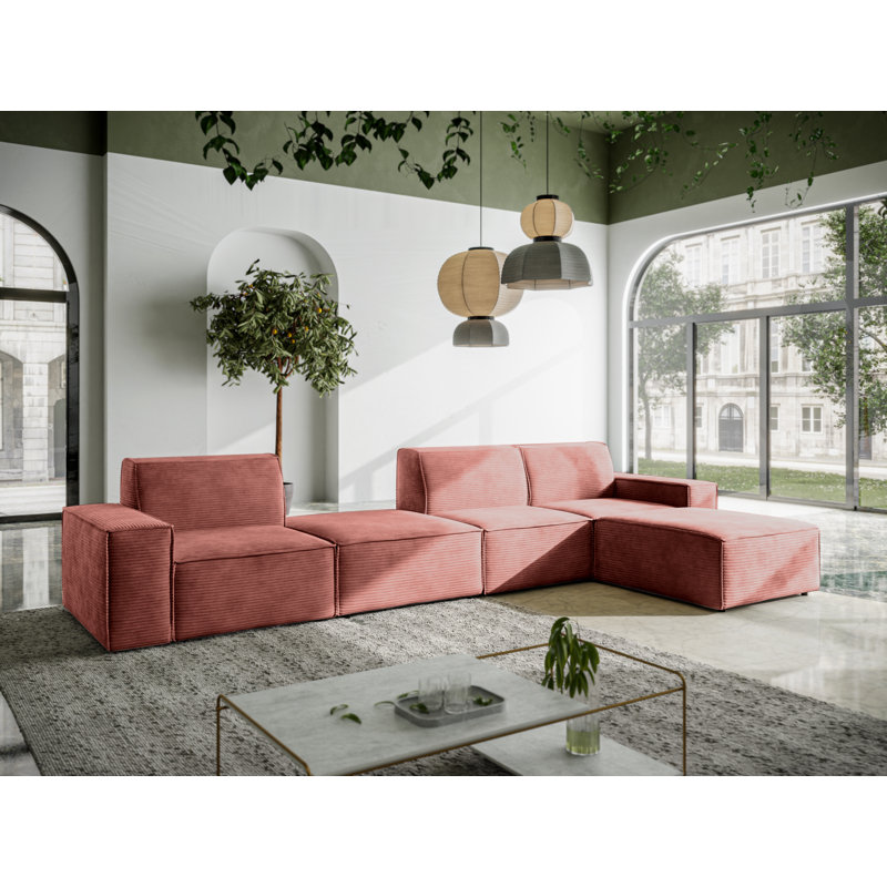 Burkittsville 5 Seater Corner Sofa , Right Hand Facing, Burn Dirty Pink