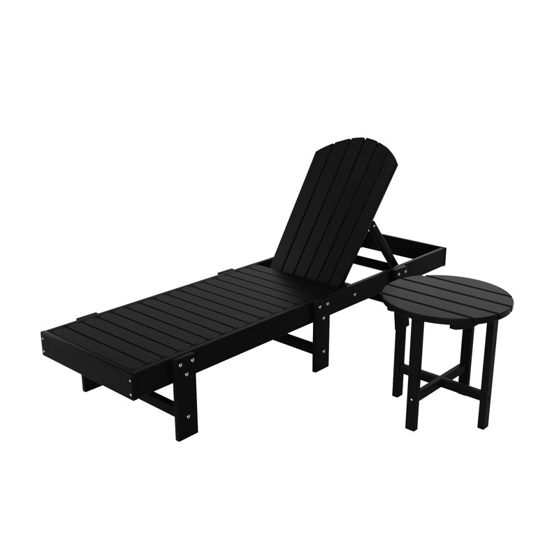 Altura Outdoor Chaise Lounge with Table, Black