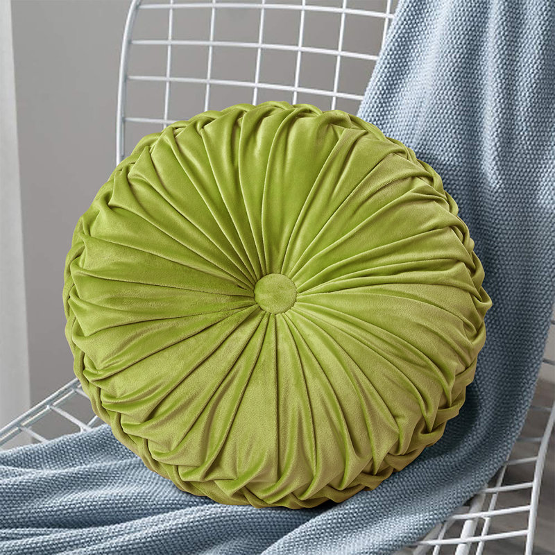 Velvet Round Throw Pillow, Apple Green