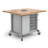 Explorer Maker table with 1 Bin module with bins & 1 Storage module with locking doors and power