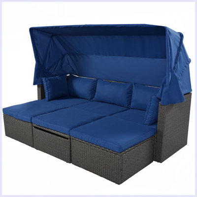 82.7" Wide Outdoor Wicker Patio Daybed with Cushions by Latitude Run
