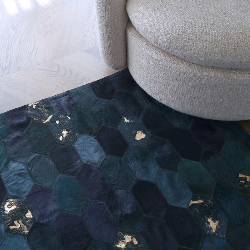 Cowhide Geometric Area Rug, Runner 2'7" x 6'6"