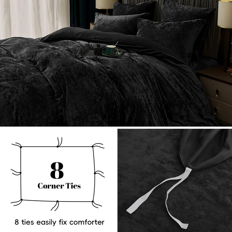 PHF Truly Velvet Duvet Cover Set, 3pcs Ultra Soft Breathable Comforter Cover Set, Luxury Cozy Flannel Duvet Cover with Pillow Shams Bedding Collection