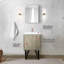 24 po De meuble-lavabo rustique l 20 po x P 20 po avec surface en quartz blanc, robinet en or rose et 18 miroirs muraux