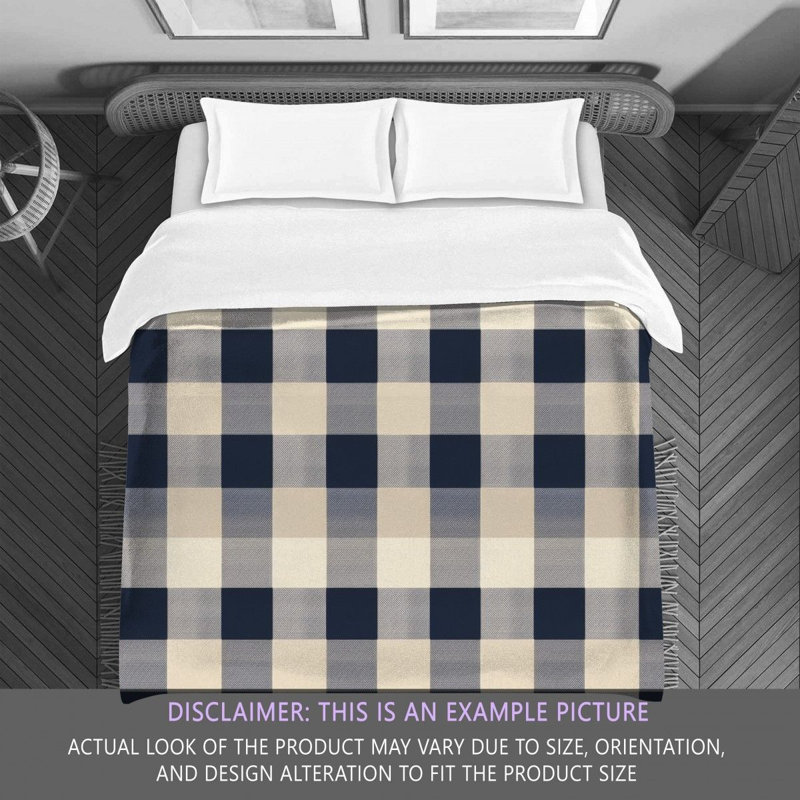 Gingham Comforter, Twin Comforter, Navy/Beige