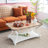 COZAYH Rustic Farmhouse Coffee Table w/ Tray Top & Storage Shelf, Natural/White-15737037
