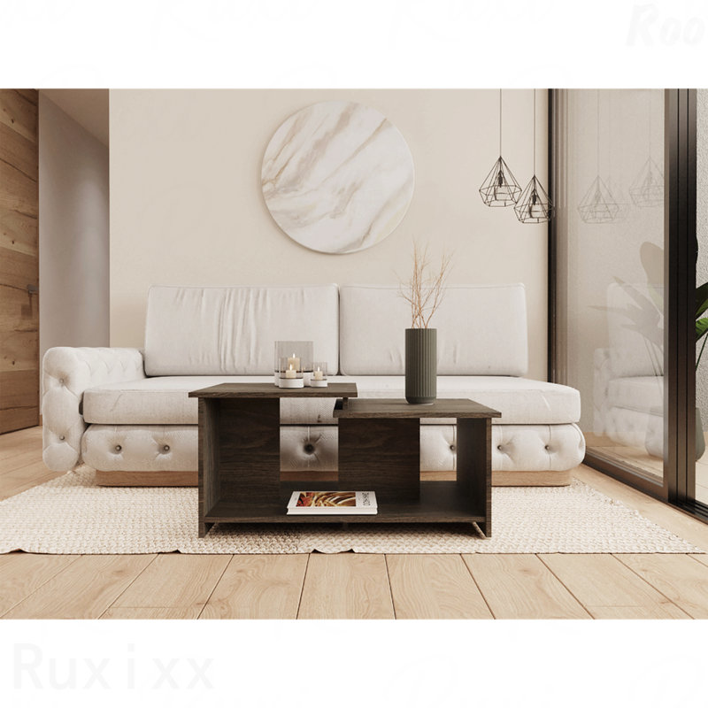 Table basse avec tablette inférieure ouverte, Noir