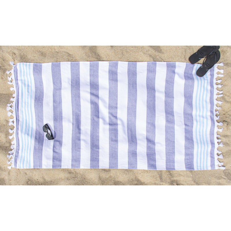 Serviette de plage Marlene, Gris anthracite / bleu