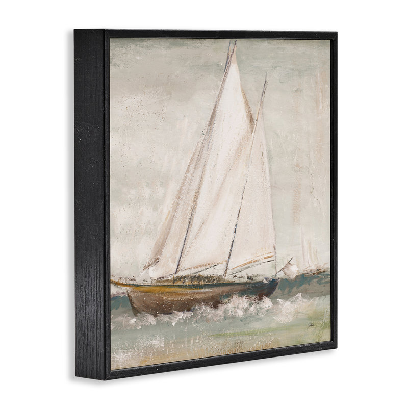 Voilier traditionnel, estampe numérique par Patricia Pinto, H 12 po x l 12 po, Giclée encadrée noir minuit