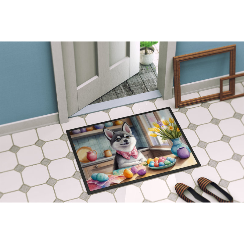 Decorating Easter Alaskan Klee Kai Doormat, 24" W x 36" L