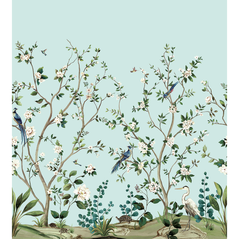 Amarveer Floral Wallpaper, Celeste Blue