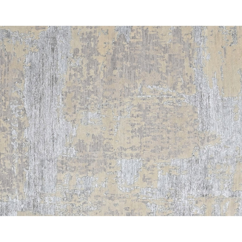 High-Quality Hand-Knotted Silver And Grey Area Rug, Rectangle 12' x 15'