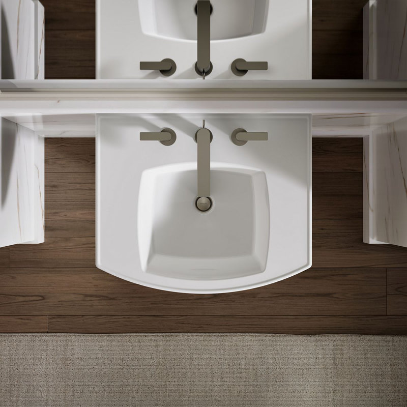 Kelston Pedestal Bathroom Sink, 8" Centers, White