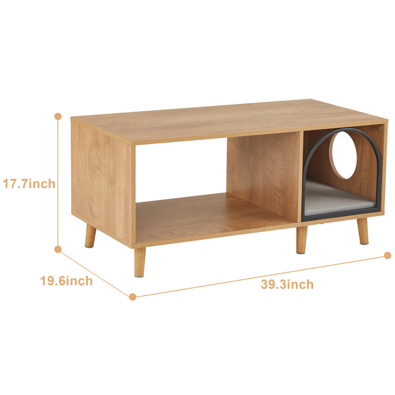 6 Legs Coffee Table With Cat Resting Place, Brown