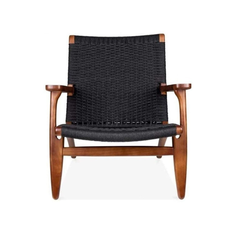 Burgis Upholstered Accent Chair, Black Synthetic Fiber, Walnut