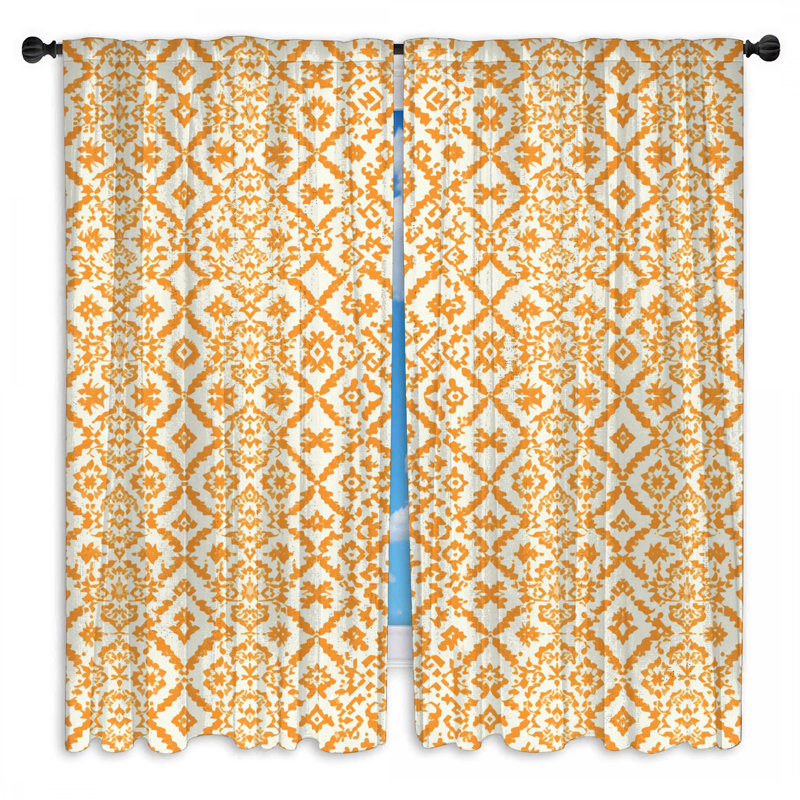 Rideaux obscurcissant orange Ikat, 80 po x 61 po - 2 panneaux, Obscurcissement de chambre