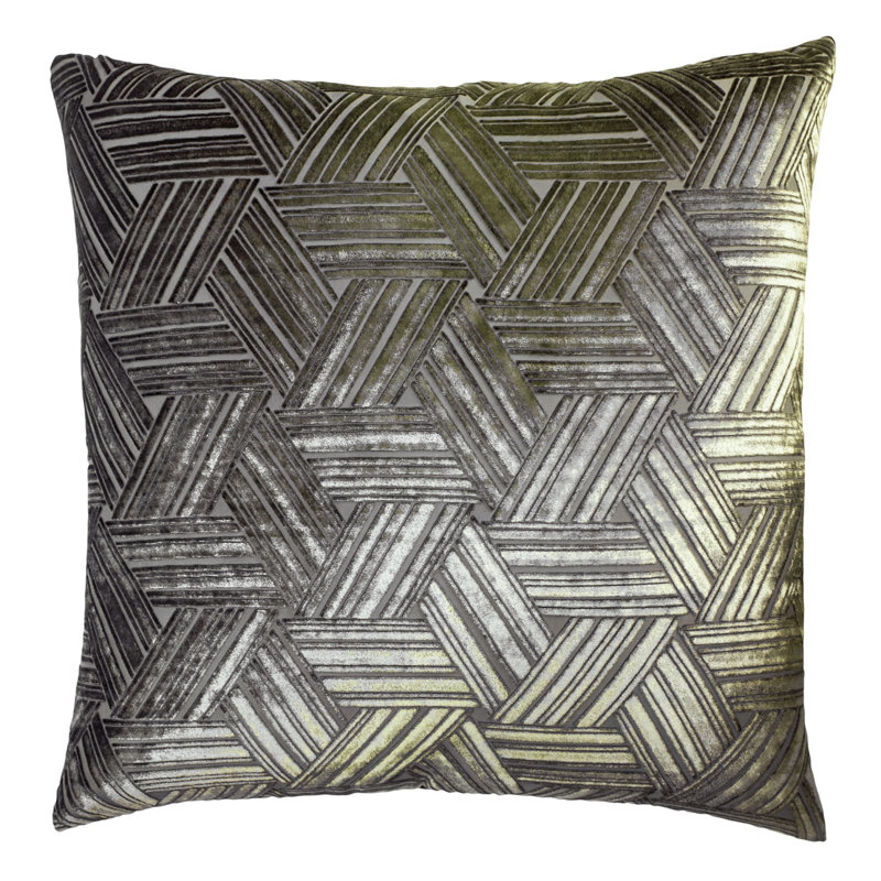 Entwined Square Velvet Pillow Cover & Insert, 22" x 22", Oregano