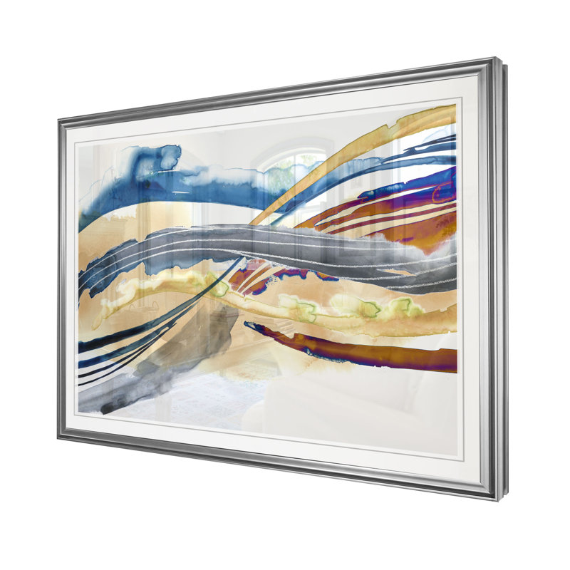 « soundwaves ii », reproduction, H 20 po x l 24 po x P 1,5 po, Cadre argenté
