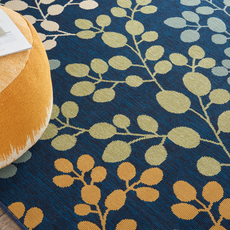 Tapis intérieur / extérieur bleu marine Caral, Rectangle 2 pi 6 po x 4 pi