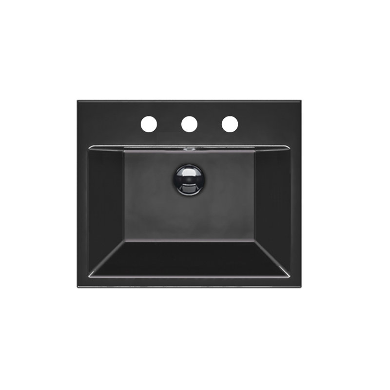 Catalano Zero 60 19.69'' Ceramic Rectangular Bathroom Sink with Overflow, Black, 8" Centers