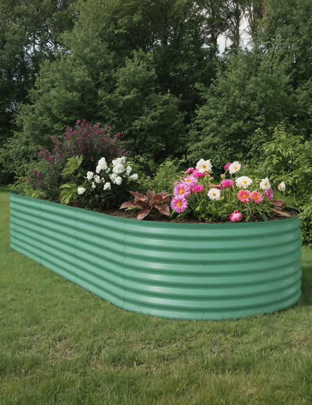 Raised Garden Bed Kits,Outdoor Metal Raised Planter Boxes with Safety Edging for Gardening Vegetables,Fruits,Flower, Green