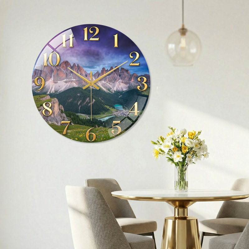Horloge murale en verre, 60 x 60 cm (23,6 x 23,6 pouces)