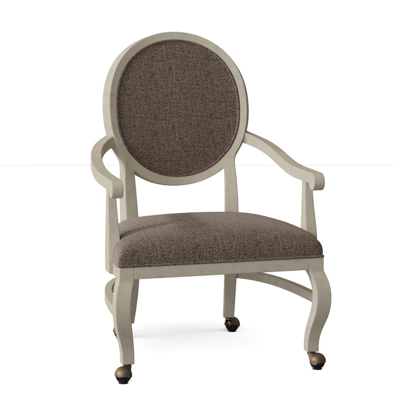 Oakland Upholstered King Louis Back Arm Chair, 8789 Indigo, Almond Buff